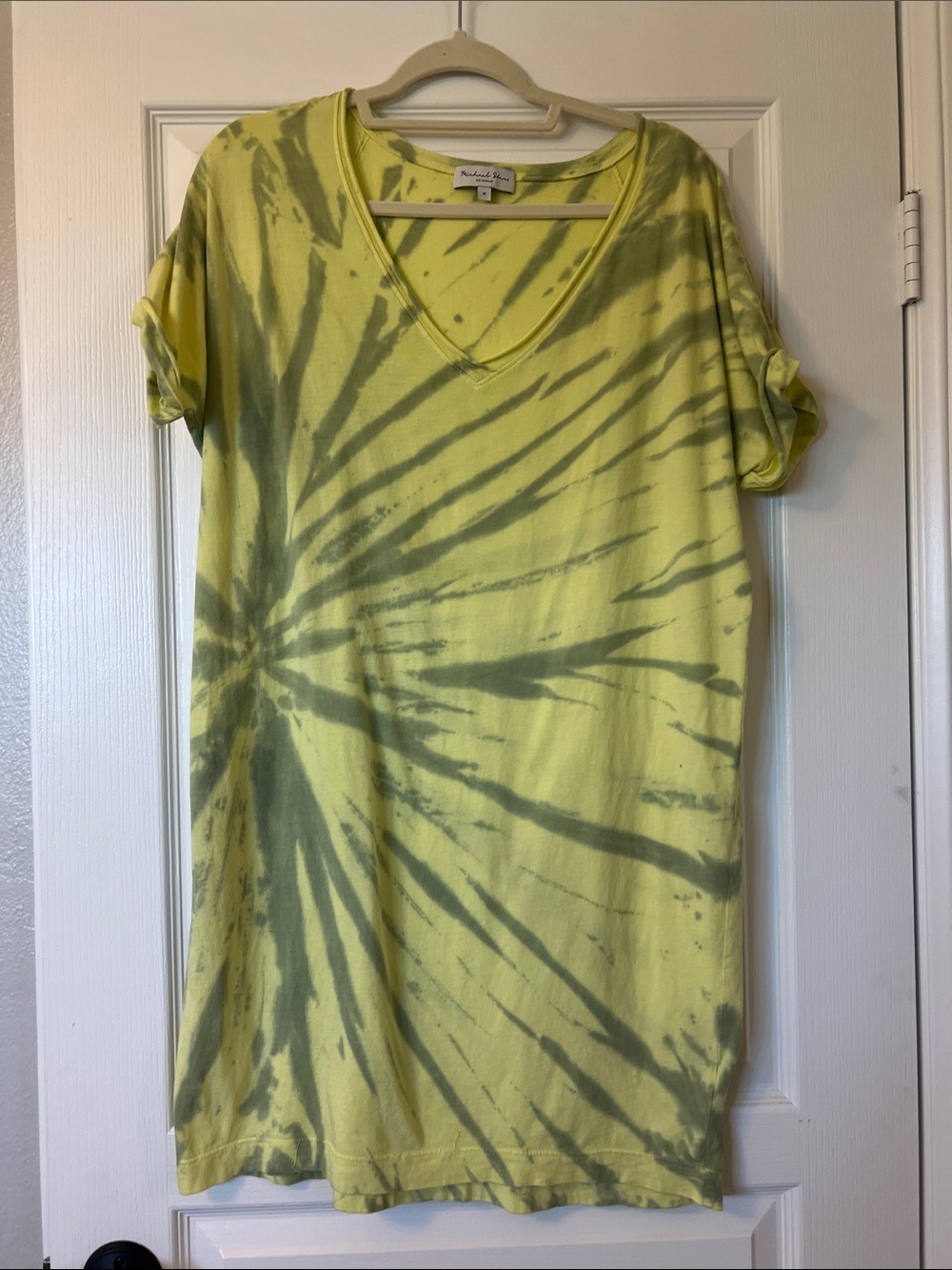 EUC Michael Stars Yellow and blue Tie-Dye V-Neck coverup size medium